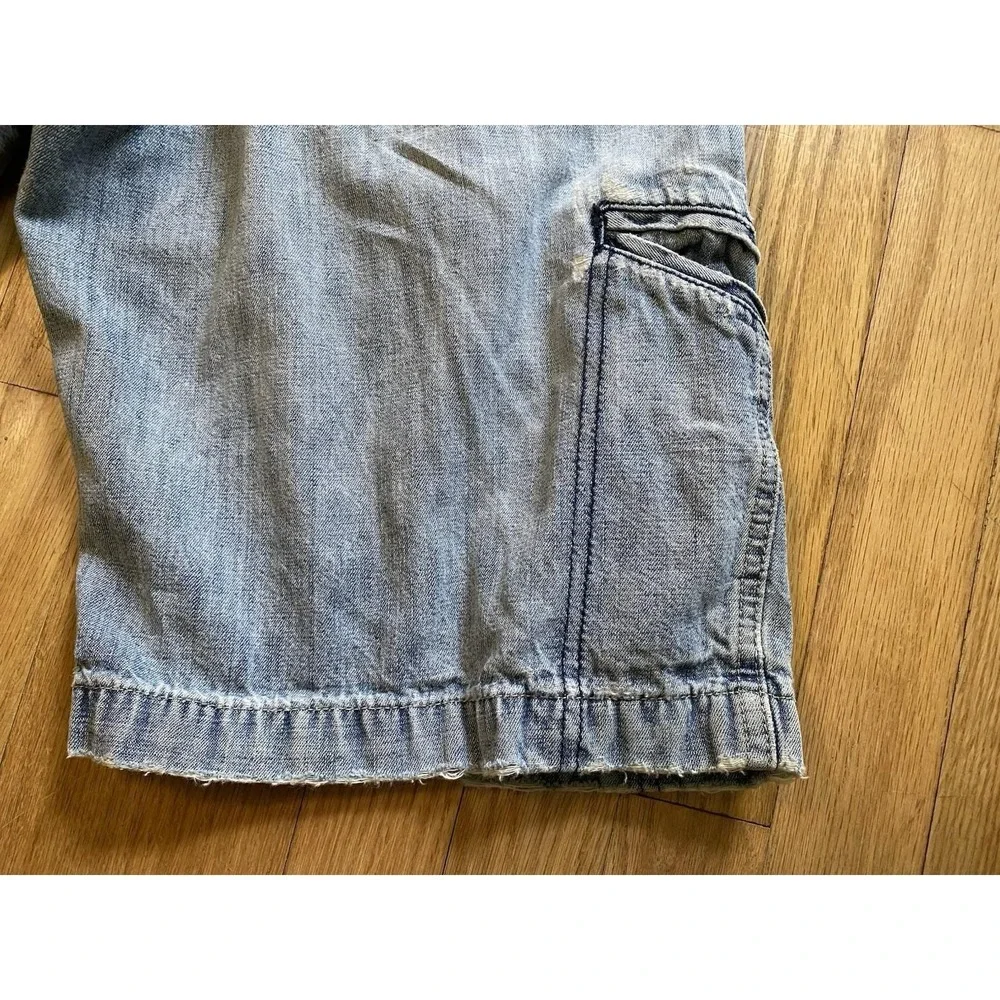 Vintage 90s Kikwear Distressed Denim Shorts Baggy Jorts Y2K Rave Skate RN 87490
